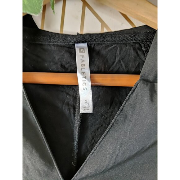 FABLETICS Women's Alana Mini Dress Black Mesh V-Neck Tie Waist Size Small - Picture 6 of 8